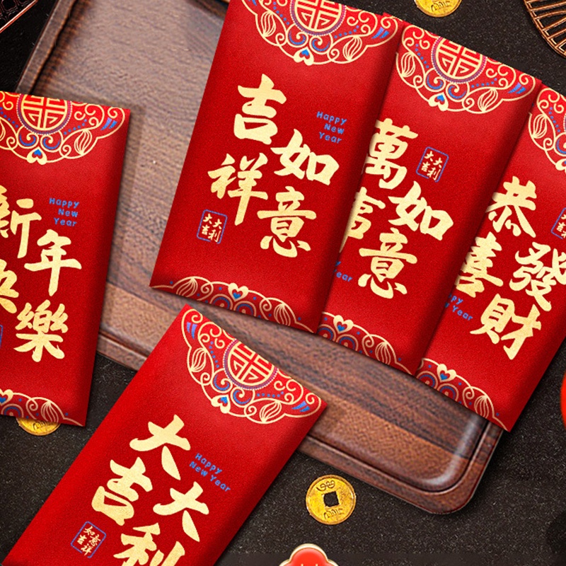 Bộ 6 Bao Lì Xì Năm Mới 2024 May Mắn Phong Cách Trung Hoa