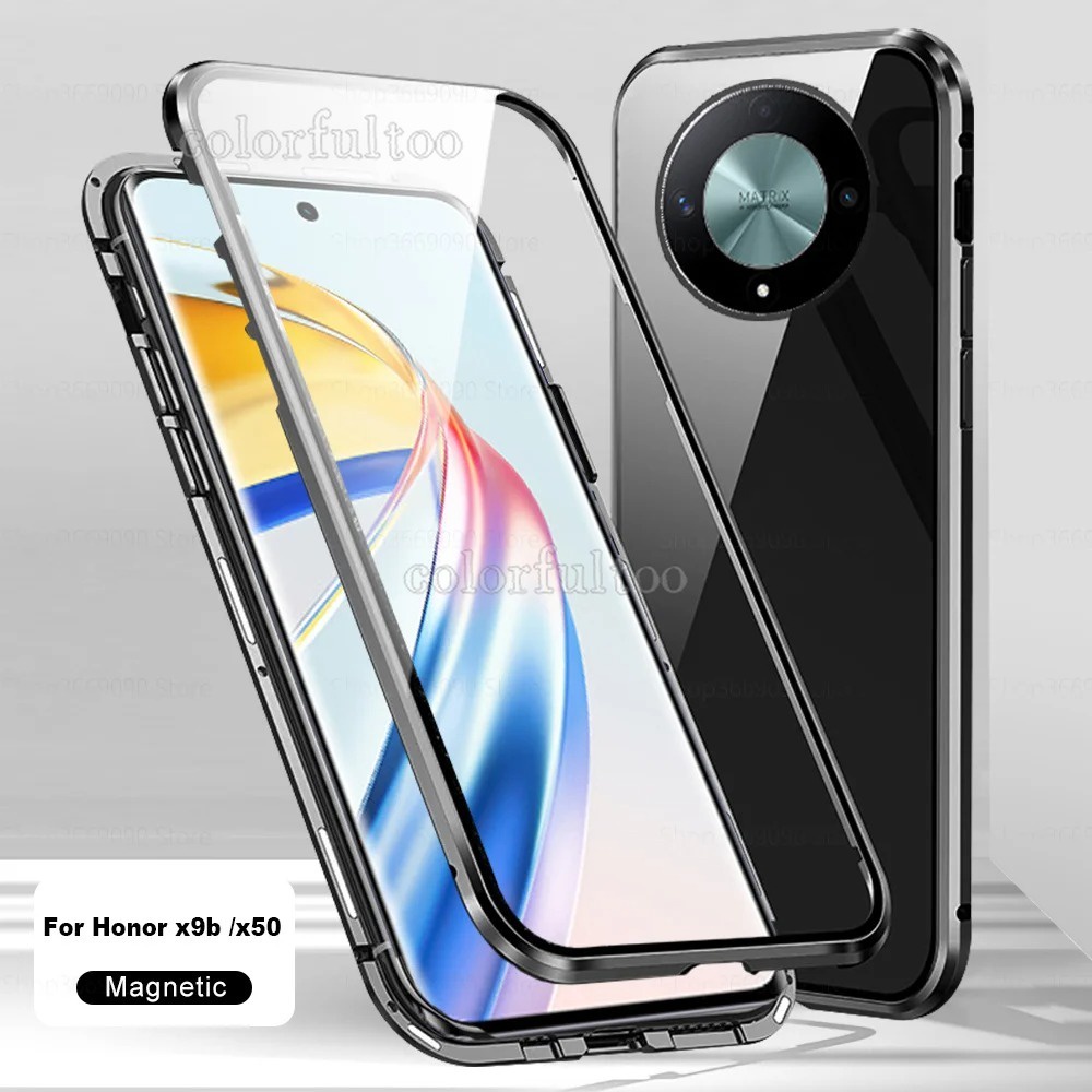 Ốp Điện Thoại Kính Cường Lực Cứng Hai Mặt Nắp Lật Khung Kim Loại Cho honor x9b 5g x9a x9b x9 b x 9a 