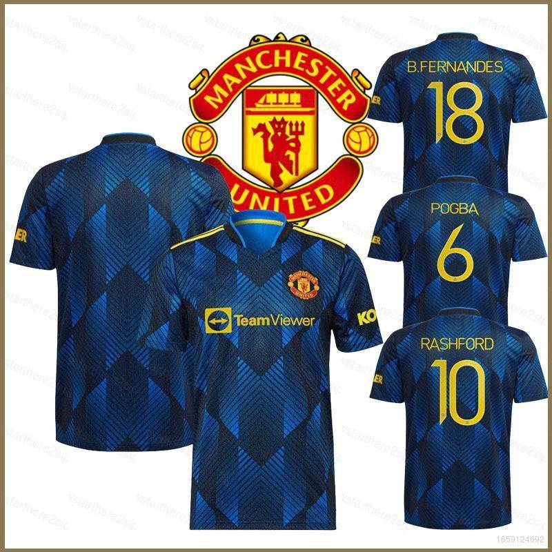 - 2021-2022 mun Fc. Áo Thun Bóng Đá jersey rashford fernandes pogba plus size