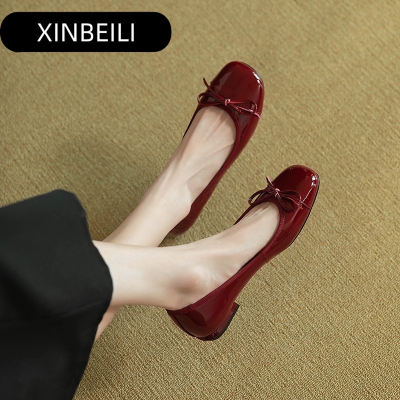 XINBEILI giày búp bê CÓ QUAI da mềm Đệm êm Tinh tế Điểm nhấn Đa dạng FBL23903AH 39Z230930