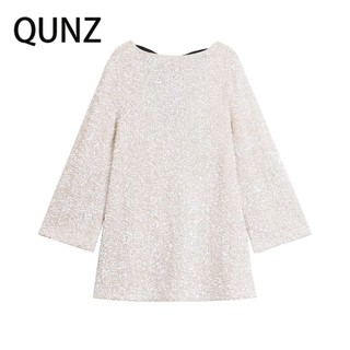 Qunz Thời Trang Dài Tay Sequins Giải Trí Váy 0132