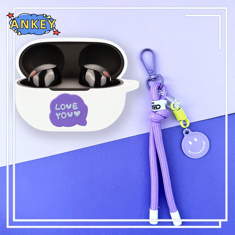 For Sony WF-1000XM5 WF-1000XM4 LinkBuds S LS900N Earphone Silicone Case Black Dog Earbuds Soft Protective Headphone Cover Headset Skin with Pendant