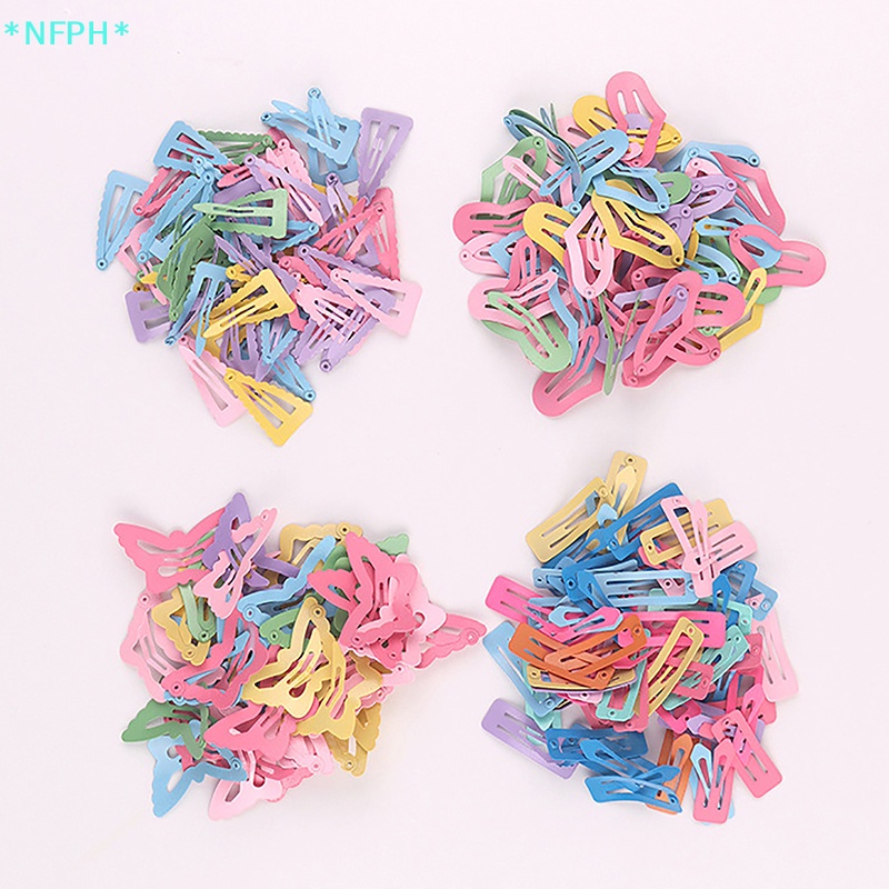 Nfph > Set 10 Kẹp Tóc Màu macaron Hình Học Bướm Phong Cách Hàn Quốc Dễ Thương Cho Bé Gái Mới