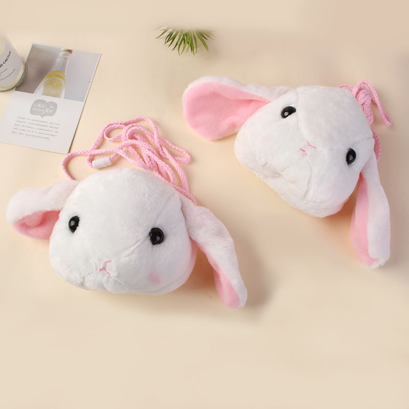 Túi Đeo Chéo Hình Đầu Thỏ Nhồi Bông Dễ Thương Phong Cách Hàn Quốc Dành Cho Nữ