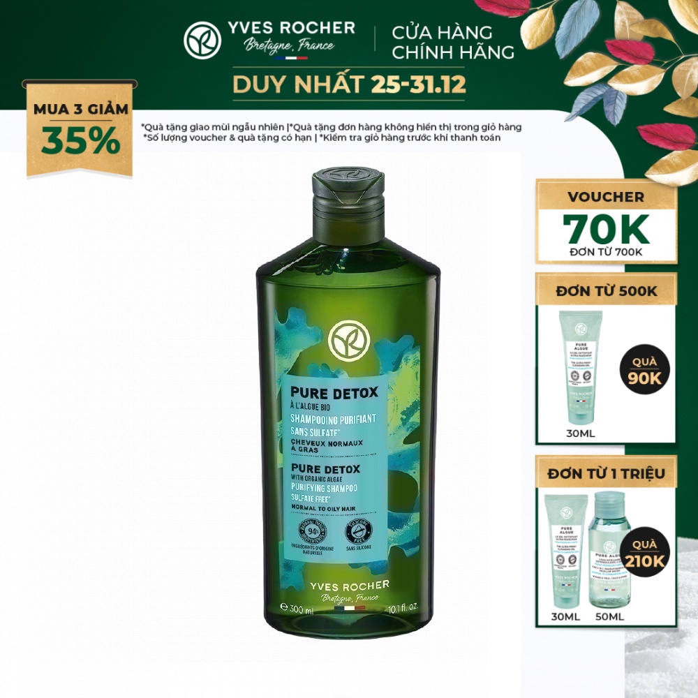 Dầu Gội Dành Cho Tóc Dầu Yves Rocher Refresh Purifying Shampoo Sulfate Free Bottle 300ml