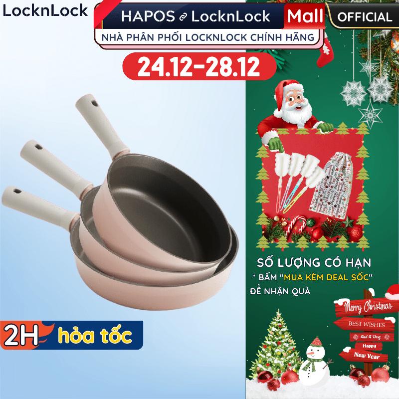 Chảo LocknLock đáy từ chống dính Suit, Chính hãng, (TẶNG CỌ RỬA) size 22cm-24cm-26cm Màu hồng decor nhà bếp - HAPOS