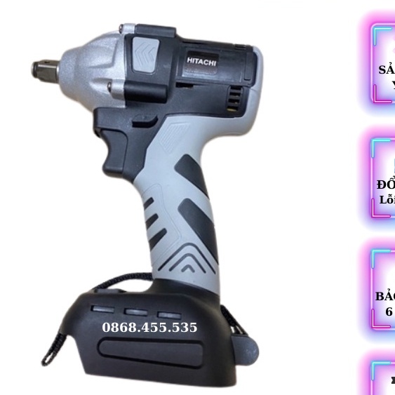 Thân Máy Siết Bulong Hitachi, Lõi Đồng Không Chổi Than Đầu 1/2 [tặng móc khóa]