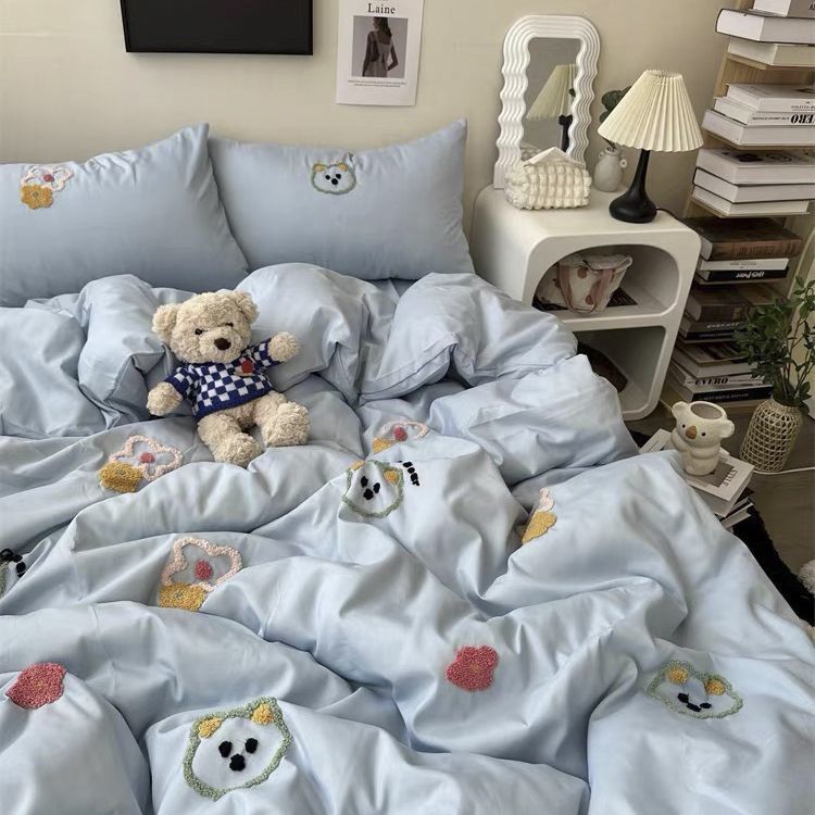 【Ten Beans】Bộ ga trải giường bốn mảnh 3,5 Feet 5 Feet 6 Feet Cao cấp Đơn giản phong cách ins Siêu mề