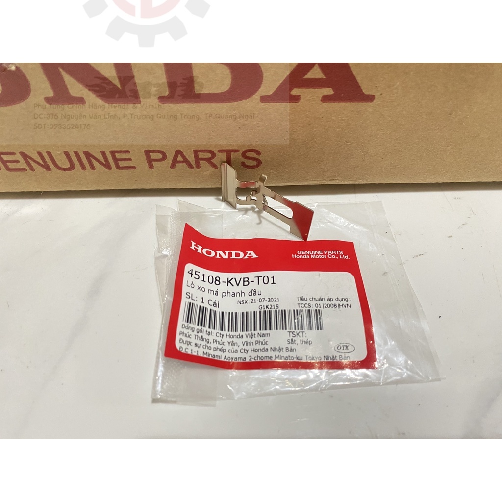 Lò xo má phanh dầu má phanh dầu VISION, Air Blade 110, CLICK 110 chính hãng Honda (45108-KVB-T01)