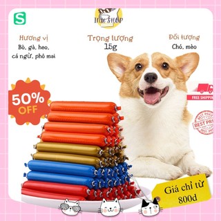Xúc xích cho chó mèo mix đầy đủ 3 vị. Đồ ăn cho chó mèo giàu dinh dưỡng và tiện lợi.