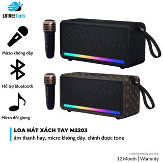 Loa Bluetooth Karaoke M2203 Nhỏ Gọn Tiện Lợi Hỗ trợ thẻ Micro SD Hàng Chính Hãng- TECHZONE
