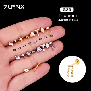1 Bông Tai Titan G23 Hình Mặt Trời Khảm Đá Zircon Bên Trong Phòng Thí Nghiệm Sụn Tai Helix