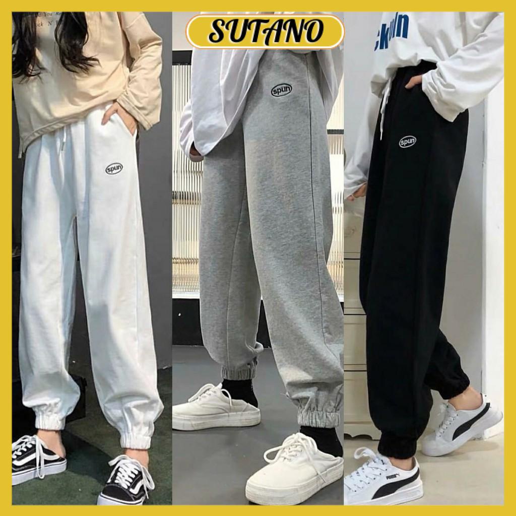 Quần Jogger Nỉ Thêu SPUN Ulzzang ống rộng bo chun phong cách trẻ trung  Q662 SUTANO