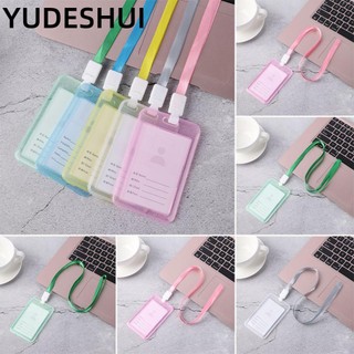 YUDESHUI Túi đựng thẻ tên nhân viên / thẻ ID bằng nhựa thiết kế hai mặt trong suốt nhiều màu tùy chọn