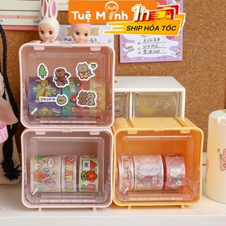 Hộp nhựa đựng washi tape, sticker, hộp đựng trang sức phụ kiện decor bàn học C05