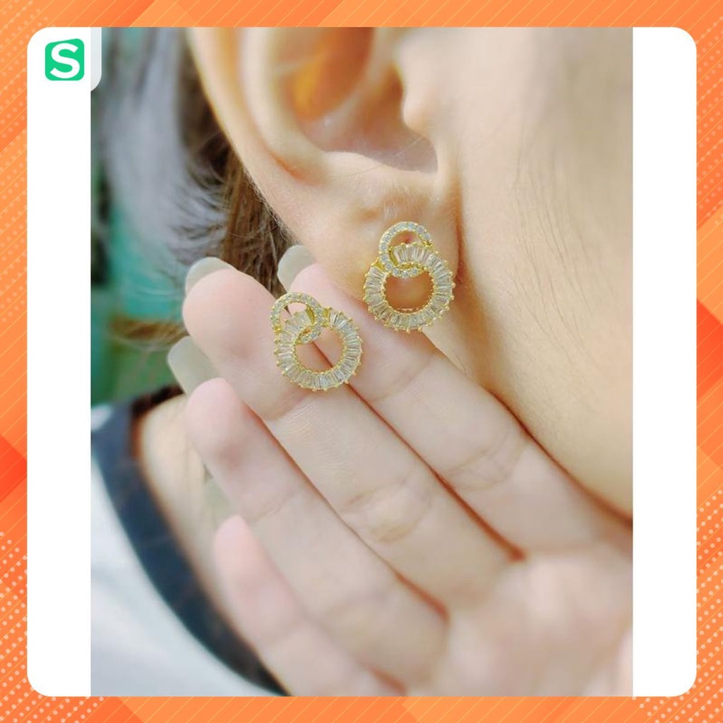 Lani-Bông tai BH5 full Đá nhỏ mẫu mới chất liệu hội cao cấp không phai trắng