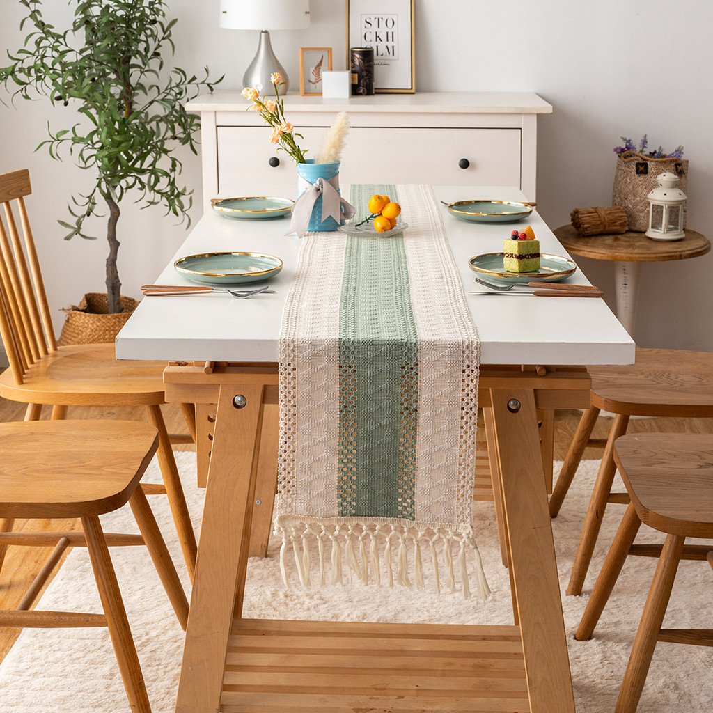 Table Runner Boho Macrame Table Runner để trang trí nội thất Trang trại Phong cách Table Runner với 