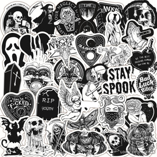 Set 100 Sticker Đen Trắng Graffiti Gothic Hình Dán Chống Thấm Nước Trang Trí Mũ Bảo Hiểm, Laptop, Điện Thoại, Đàn Guitar
