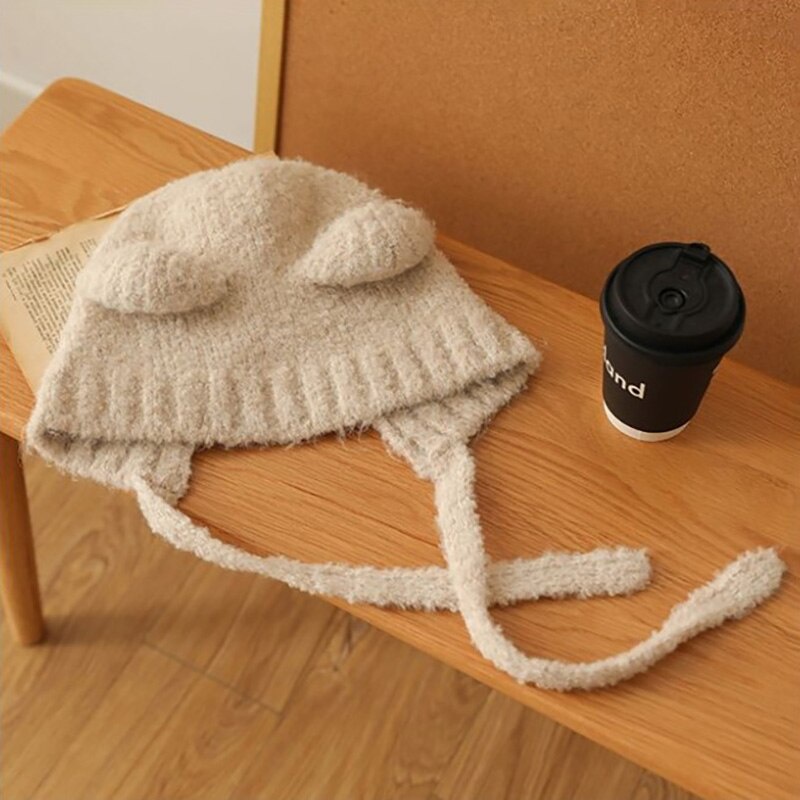 Mũ nồi giữ ấm tai kiểu gấu đáng yêu thời trang cho nữ