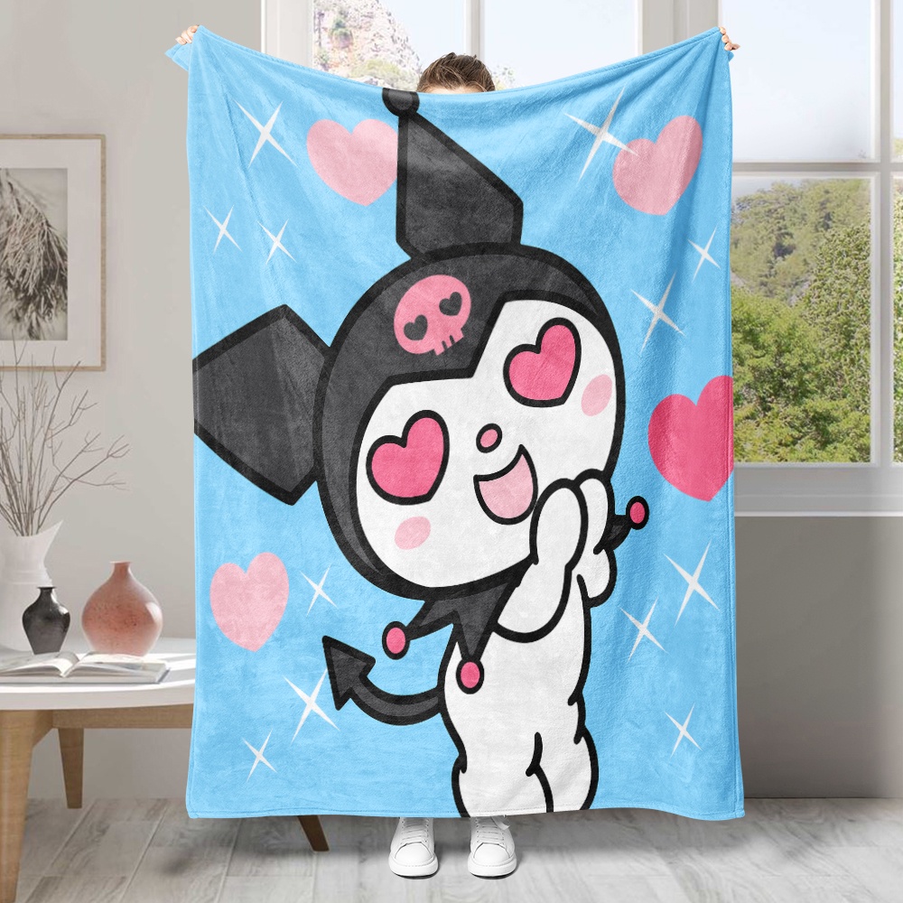 Dễ Thương Chăn flannel In Hình kuromi Hoạt Hình Đáng Yêu