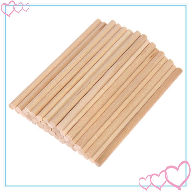 Set 50 Que Gỗ Tròn 10cm / 15cm / 20cm Đường Kính 5mm