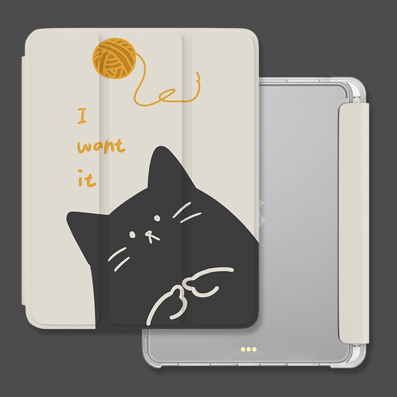 Dễ Thương Ốp Máy Tính Bảng tpu Mềm In Hình Mèo Có Ngăn Đựng Bút Cho ipad gen10 7 / 8 / 9 pro11 "pro12.9" air4 air5 mini6