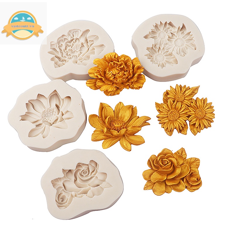1 Khuôn Silicon Hình Hoa Mẫu Đơn / Hoa Sen / Hoa Hồng Trung Quốc vn