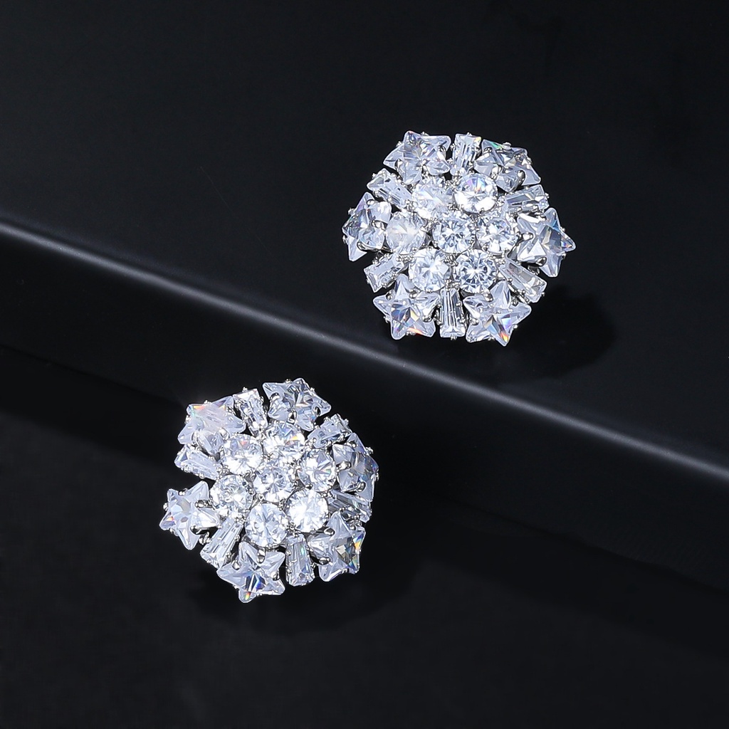 Bông Tai Thời Trang Hình Hoa Đính Đá zircon Phong Cách Âu Mỹ