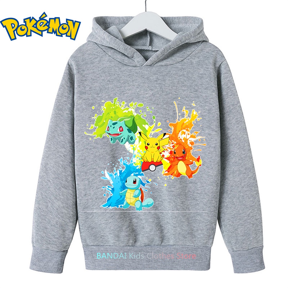 Áo hoodie In Hình pikachu Đáng Yêu Cho Bé 3-12 Tuổi