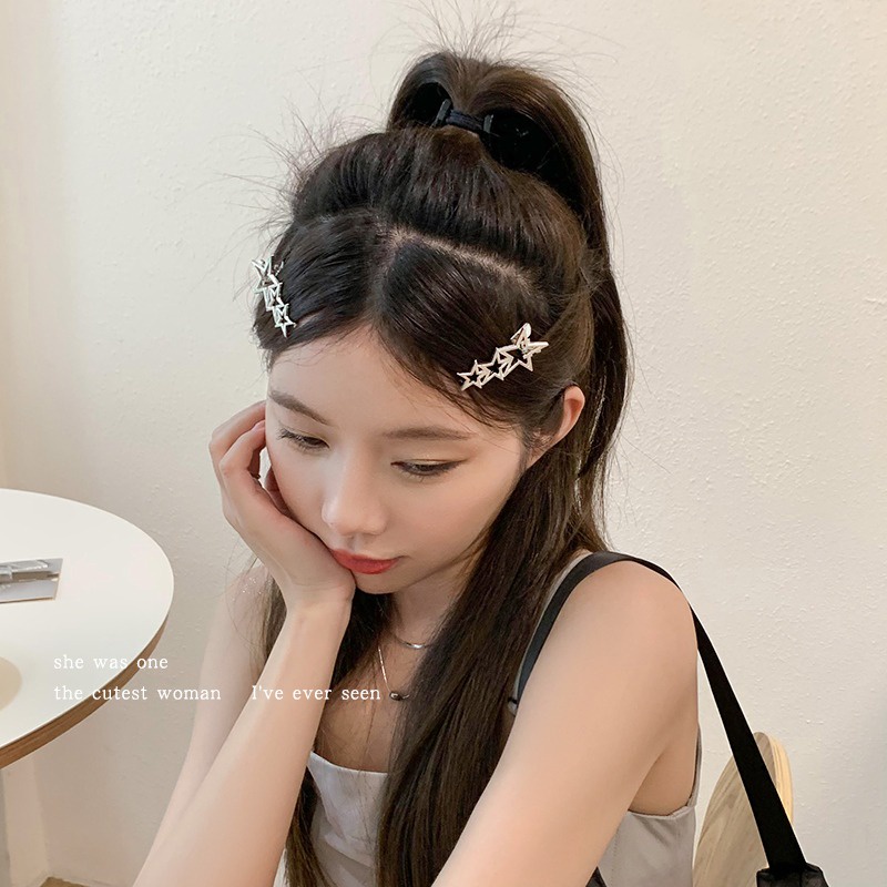 1 Kẹp Tóc Kim Loại Hình Ngôi Sao Thiết Kế Đơn Giản Cho Nữ
