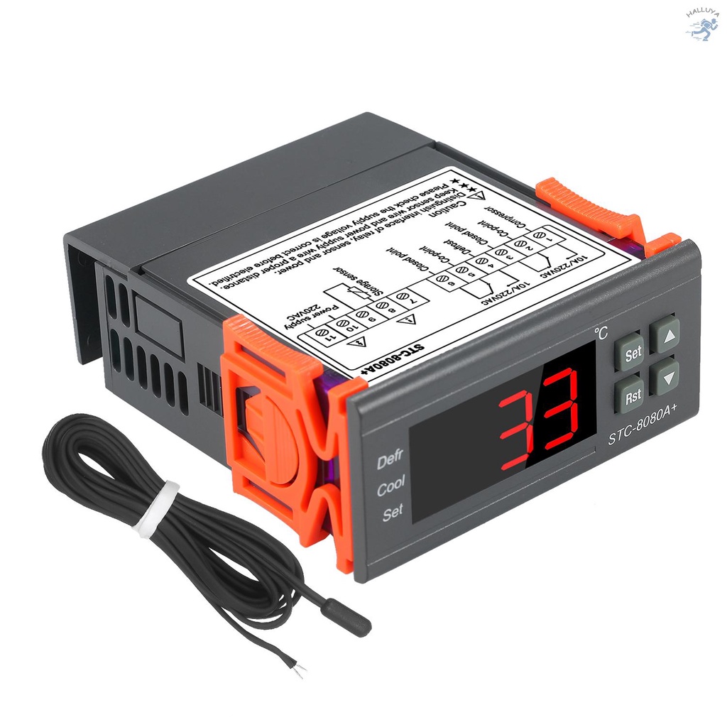 Digital Temperature Controller STC-8080A+ Refrigerator Thermostat for Refrigerator Automatic Defrosting with NTC Sensor Probe 220V