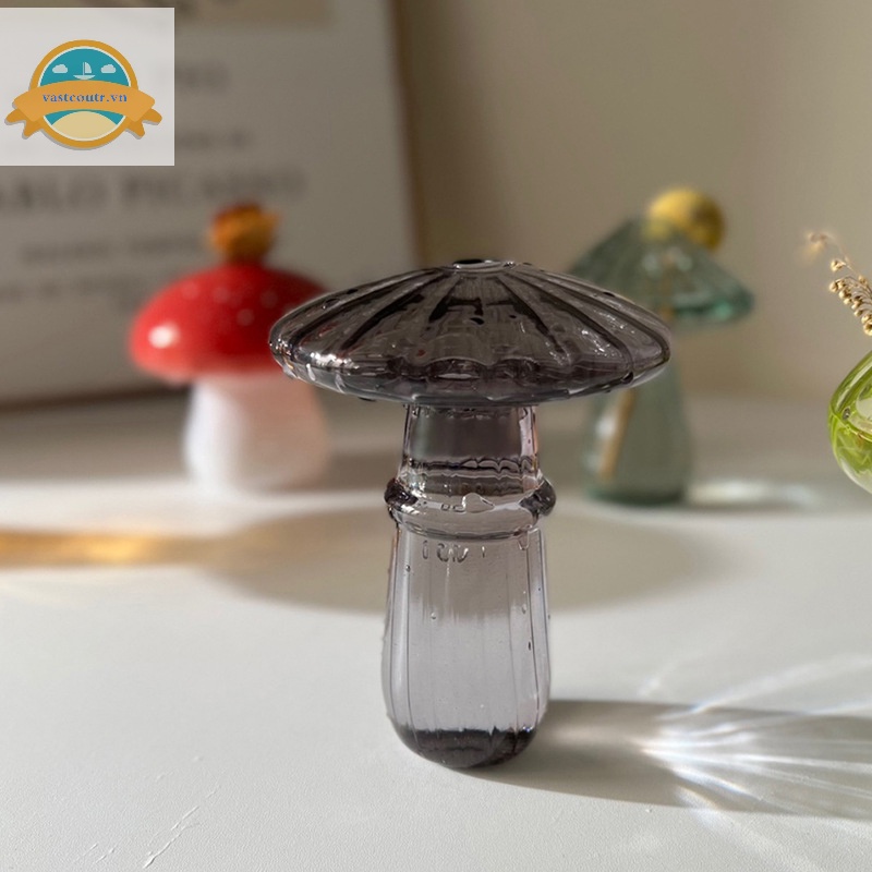 Bình Hoa Thủy Tinh mini Hình Nấm Để Bàn Trang Trí Nhà Cửa vn