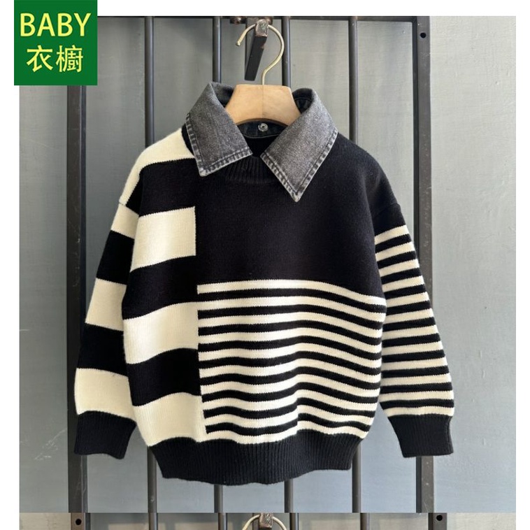 Áo sweater Giả Hai Lớp Dày Dặn Thời Trang Thu Đông 2023 Cho Bé