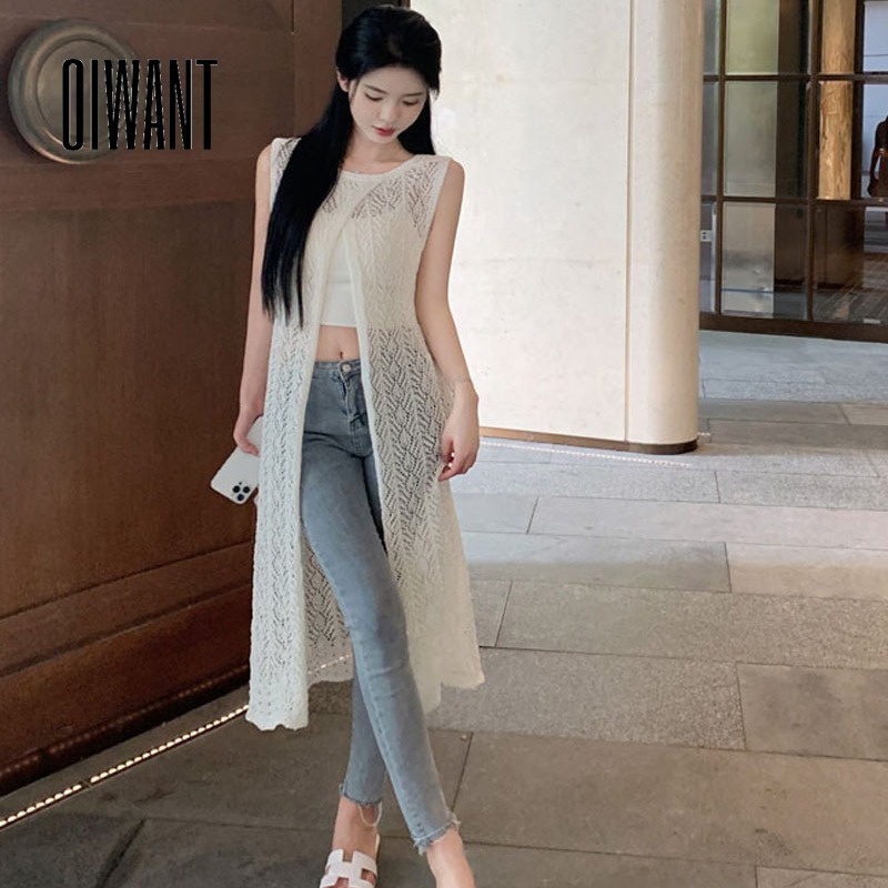 Oiwant Áo Thun Sát Nách Cổ Tròn Dáng Rộng Màu Trơn Thời Trang Mới 2023 Cho Nữ