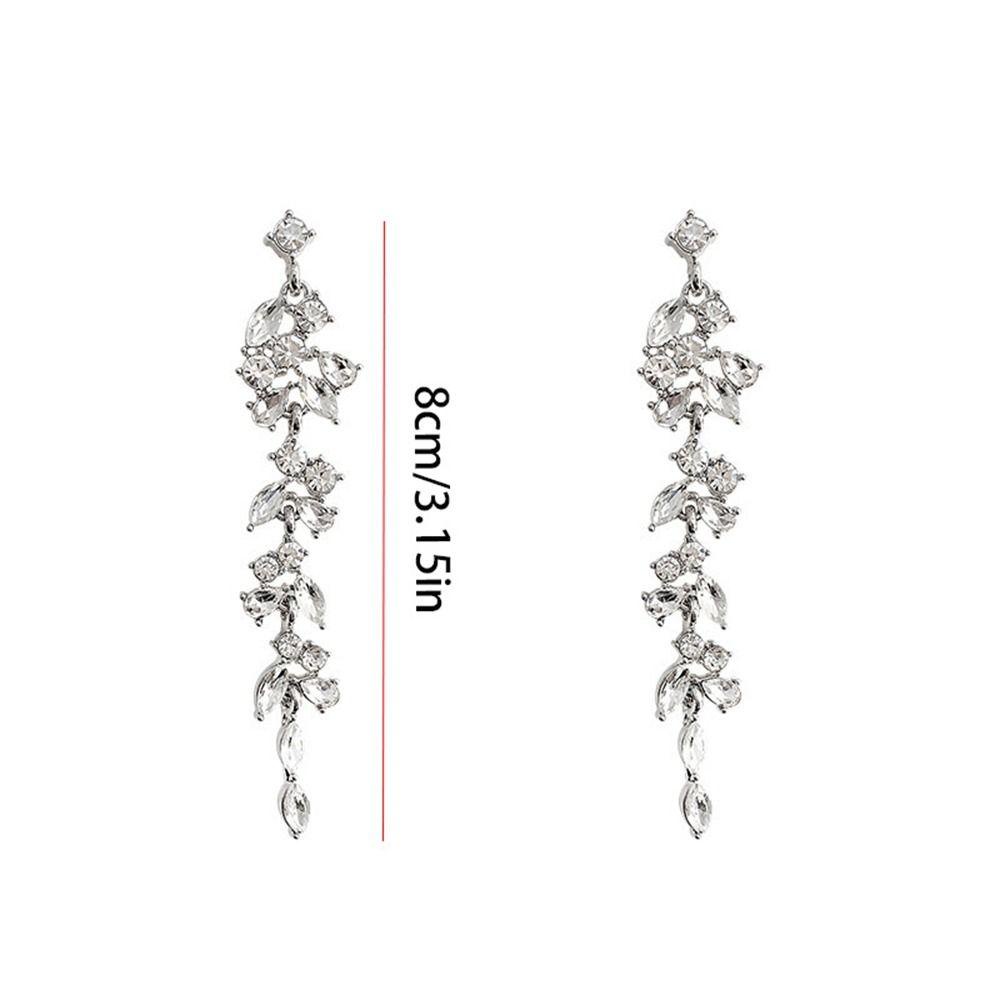 Bông Tai 26Eie Dáng Dài Hình Chiếc Lá Đính Đá Thời Trang Cho Nữ