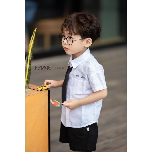 SET SƠ MI CỘC TAY KÈM CÀ VẠT CHO BÉ