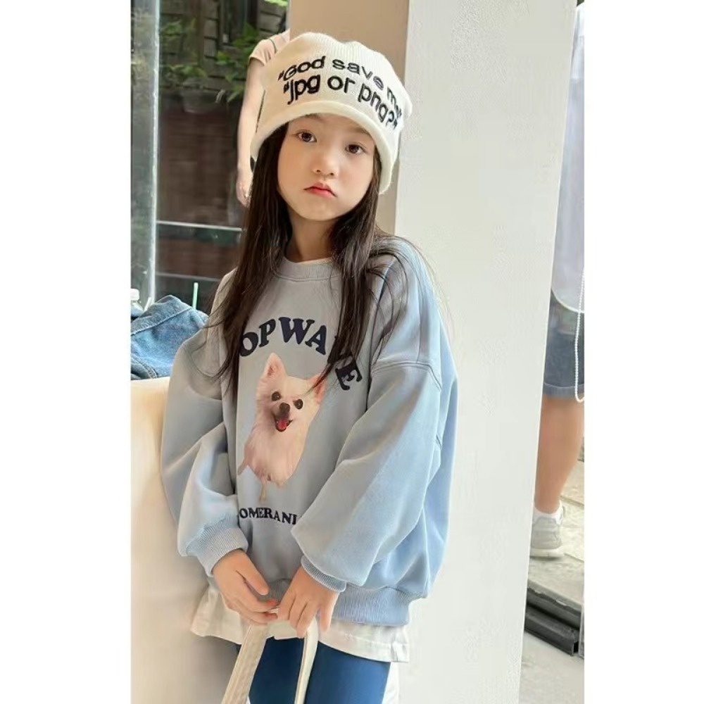 Áo sweater Tay Dài Cổ Tròn In Họa Tiết Hoạt Hình Thời Trang Mùa Thu Cho Bé Gái