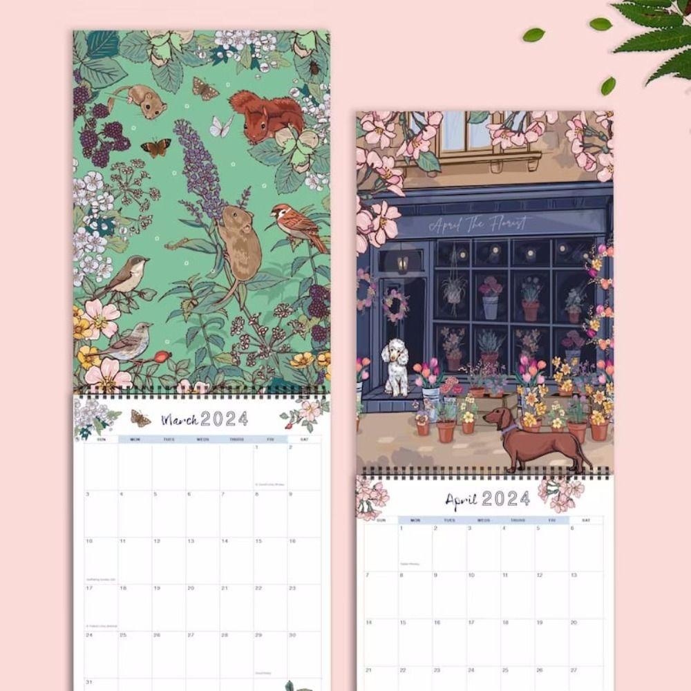 Lịch 2024 treo tường UUMIR bằng giấy họa tiết hoang dã trang trí năm mới sáng tạo