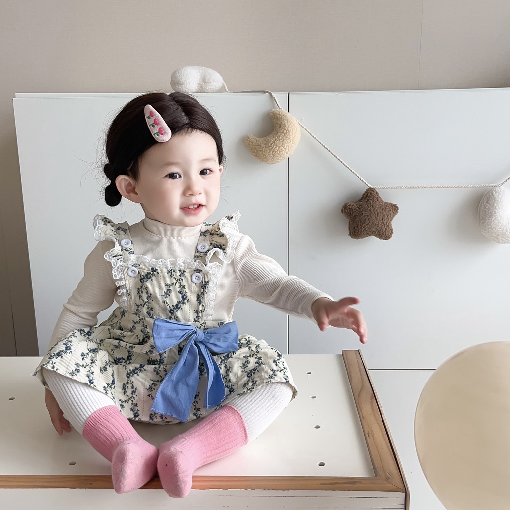 Đầm Hoa Không Tay Thắt Nơ Eo Phong Cách Hàn Quốc Cho Bé Gái