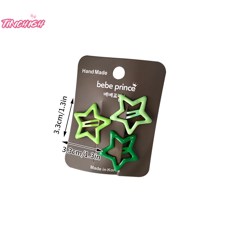 Bộ 3 Kẹp Tóc bb y2k Bằng Kim Loại Hình Ngôi Sao Nhiều Màu Dễ Thương Cho Bạn Gái