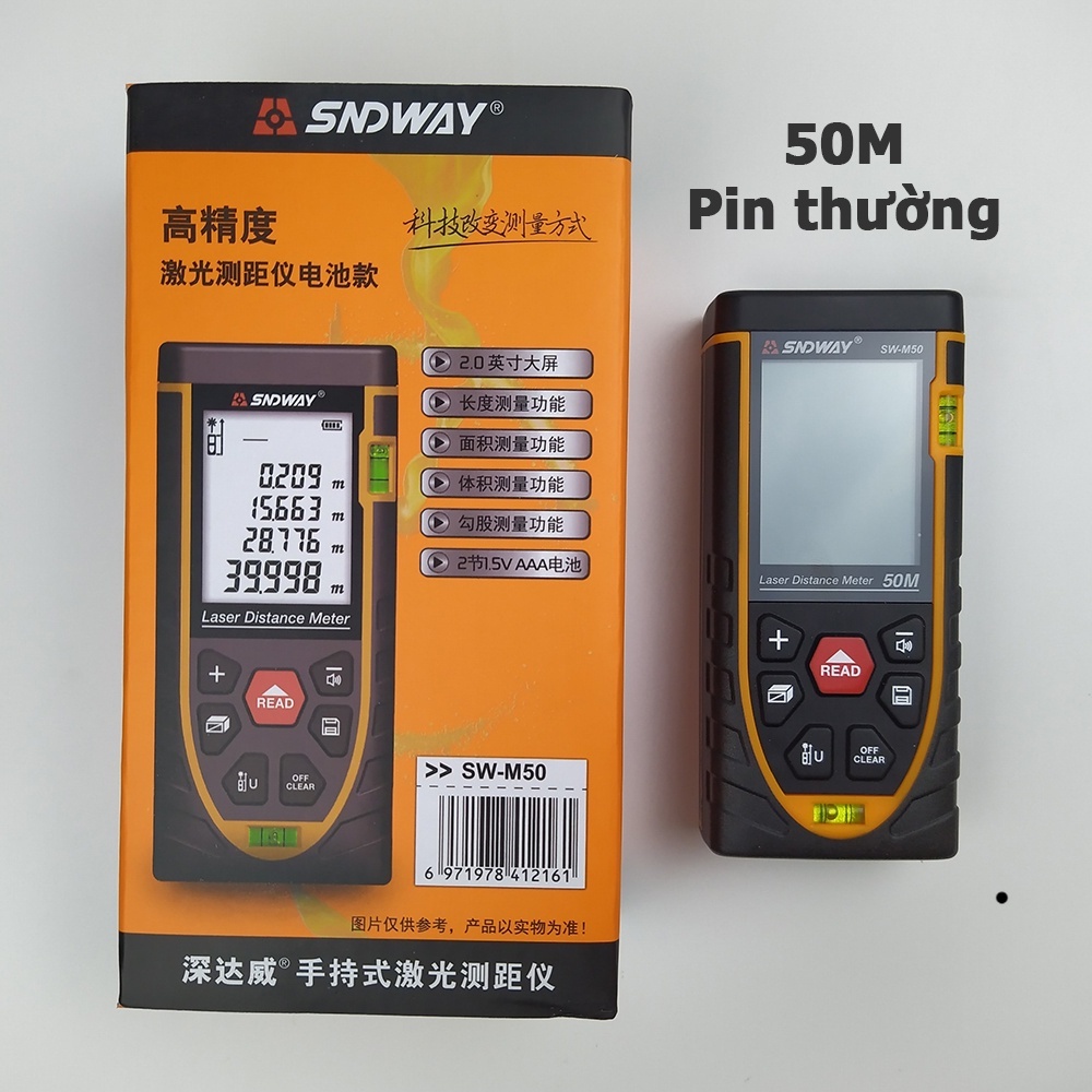 Thước đo khoảng cách bằng tia laser/ SNDWAY SW-M40/M50/M60/M70/M80/M100/M120 ĐL .../