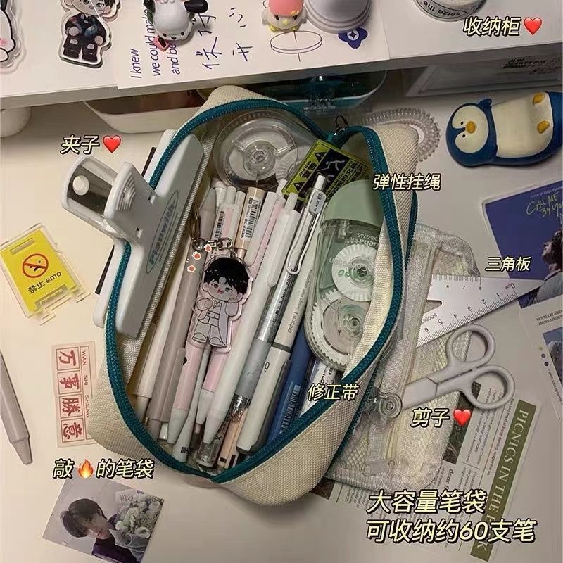 Túi Đựng Bút Bằng Vải Canvas Chống Nước Sức Chứa Lớn Họa Tiết Hoạt Hình Kulomi
