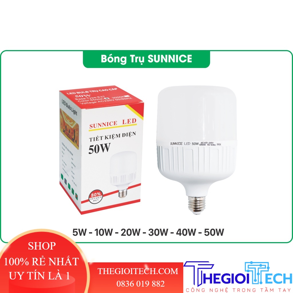 BÓNG TRỤ SUNNICE ĐẦU NHỰA 50W