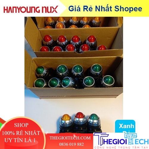 Đèn báo tủ phi 25, 100-240VAC CRP-25A  xanh lá , đỏ, vàng Hanyoung Nux - vàng