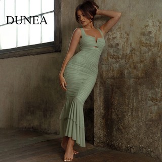 DUNEA Đầm Đuôi Cá Xếp Ly Ôm Dáng Gợi Cảm Dành Cho Nữ