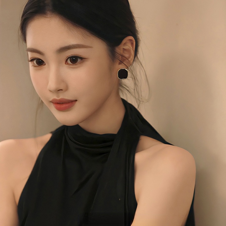 Bông Tai Mạ Bạc Hình Vuông Phong Cách Pháp Cổ Điển Thời Trang Mùa Đông