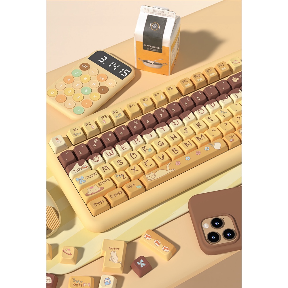 Pudding Theme Keycaps 138/158keys MDA Profile Bàn Phím Cơ 138 / 158 Phím mda profile Năm Mặt Thiết Kế Dễ Thương