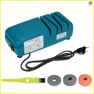 Reliable Electric Knife Sharpener for Straight Serrated Knives and Kitchen Shears - 3 Stage Diamond Sharpening Wheel - Replaceable Sanding Wheel - Perfect for Home Chefs and Professionals