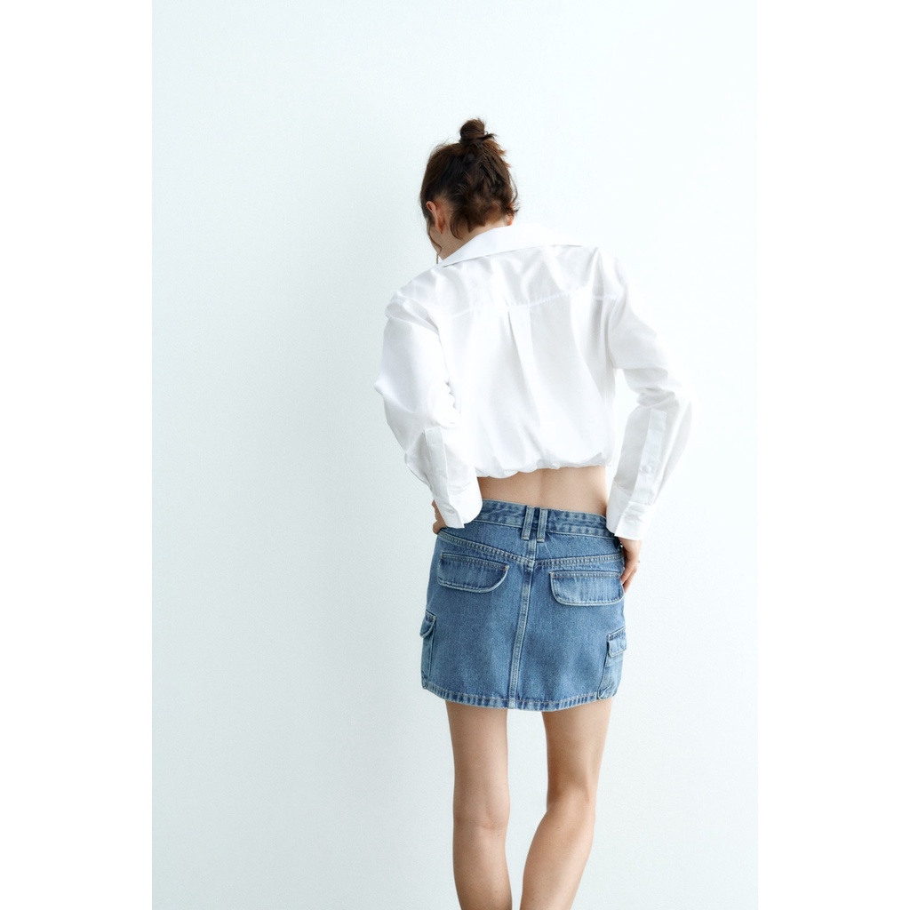 Áo sơ mi croptop Zara authentic