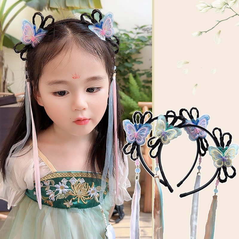 Thẻ Cài Tóc Giả Tua Rua Phong Cách Trung Hoa Cổ Điển Cho Bé Gái